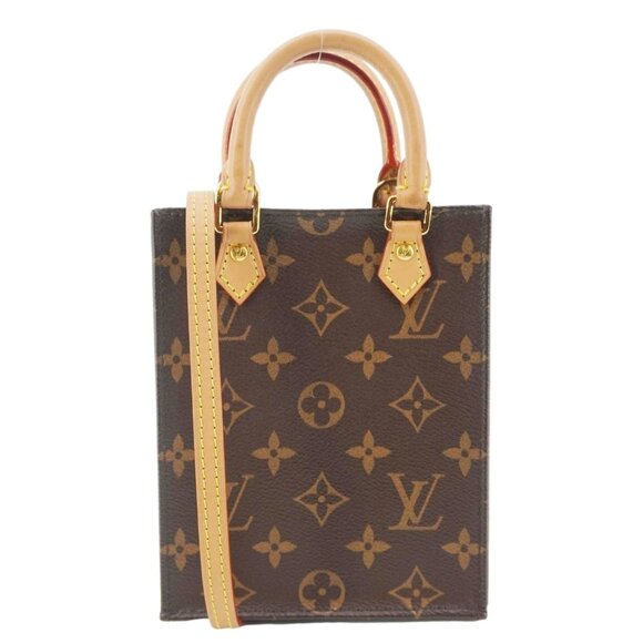 Louis Vuitton  Petit Sac Plat Monogram Canvas Shoulder Bag Brown - Picture 1 of 14